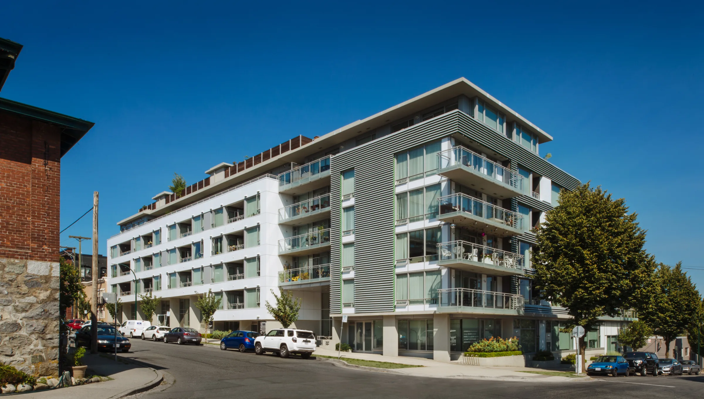 Shine’s completed six-storey building and staggered balconies in Mount Pleasant